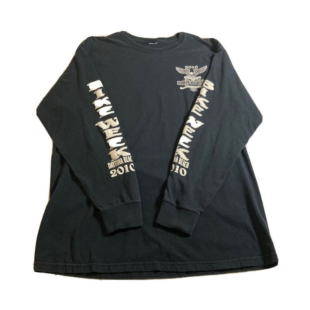 Bike Week Daytona Beach 2010 Long Sleeve Crew Neck Black T Shirt 69th XL